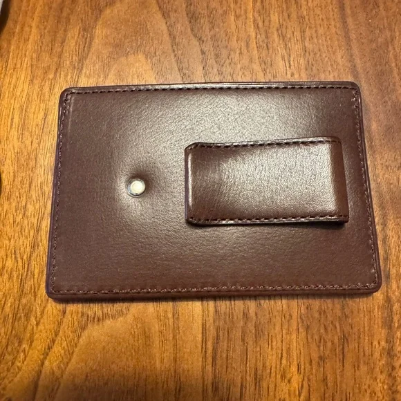 Coach Brown Leather Card Holder Money Clip-FS4665 - Picture 4 of 6